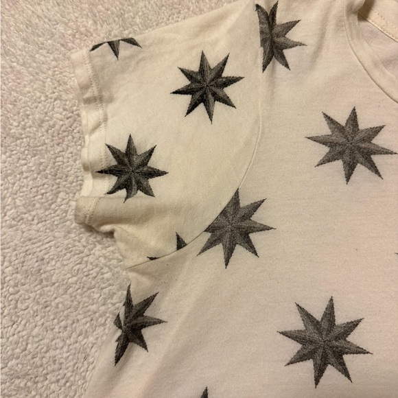 Wildfox Cream Grey Star Octagram Short Sleeve Tee Shirt - Picture 7 of 10